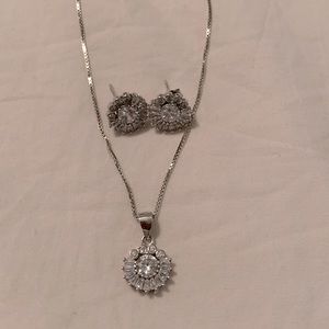 Sterling silver necklace and earrings